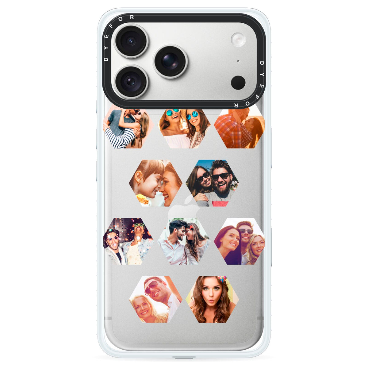 Photo Collage Hexagon iPhone 18 Pro Max Black Impact Pre order Case on Silver phone