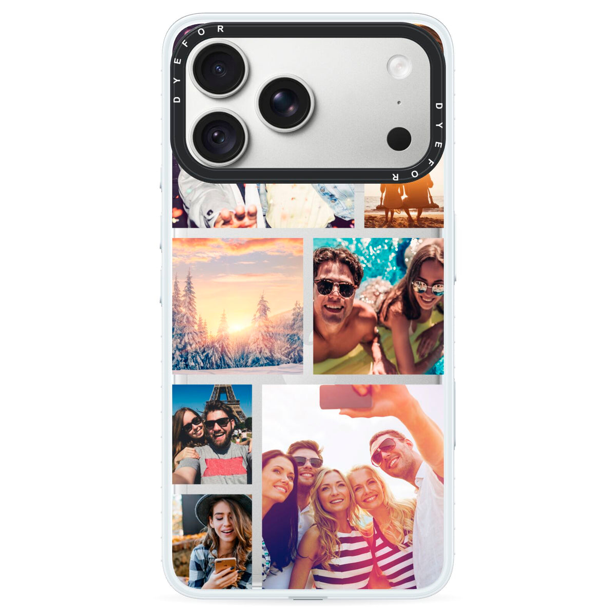 Photo Collage iPhone 18 Pro Black Impact Pre order Case on Silver phone