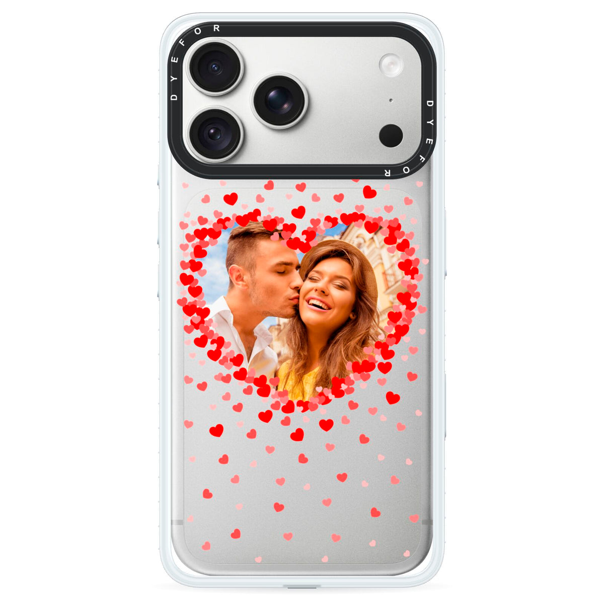 Photo Confetti Heart iPhone 18 Pro Max Black Impact Pre order Case on Silver phone