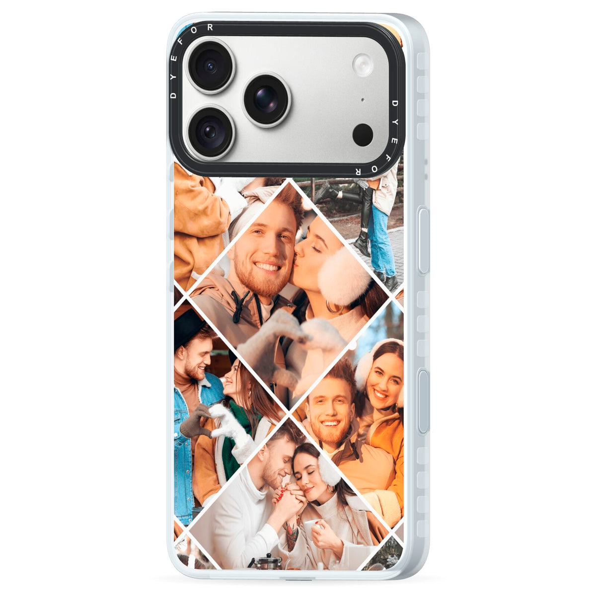 Photo Diamond iPhone 18 Pro Black Impact Pre order Case Side Angle on Silver phone