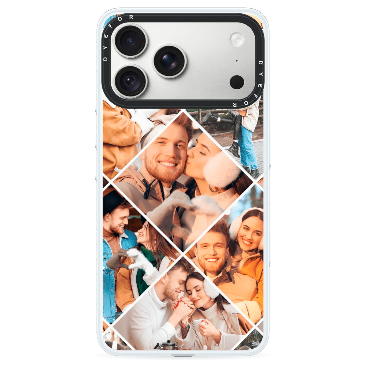 Photo Diamond iPhone 18 Pro Max Black Impact Pre order Case on Silver phone