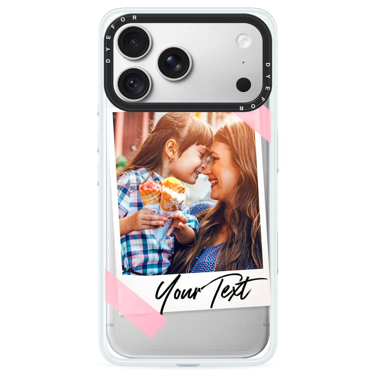 Photo Frame iPhone 18 Pro Black Impact Pre order Case on Silver phone