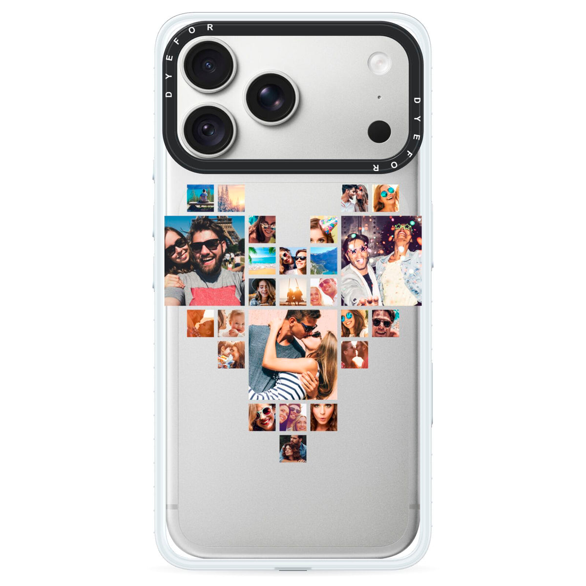 Photo Heart Collage iPhone 18 Pro Max Black Impact Pre order Case on Silver phone
