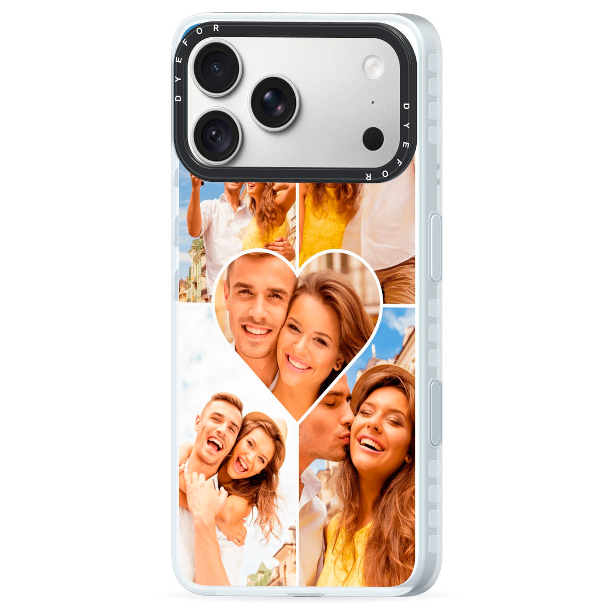 Photo Heart iPhone 18 Pro Black Impact Pre order Case Side Angle on Silver phone