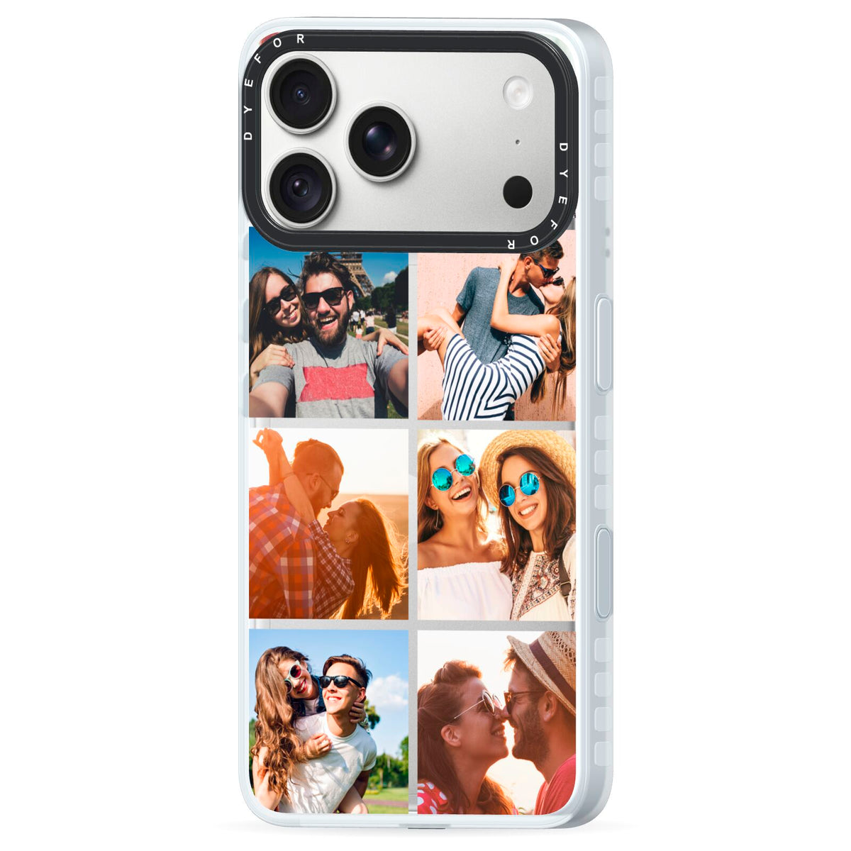 Photo Montage Upload iPhone 18 Pro Max Black Impact Pre order Case Side Angle on Silver phone