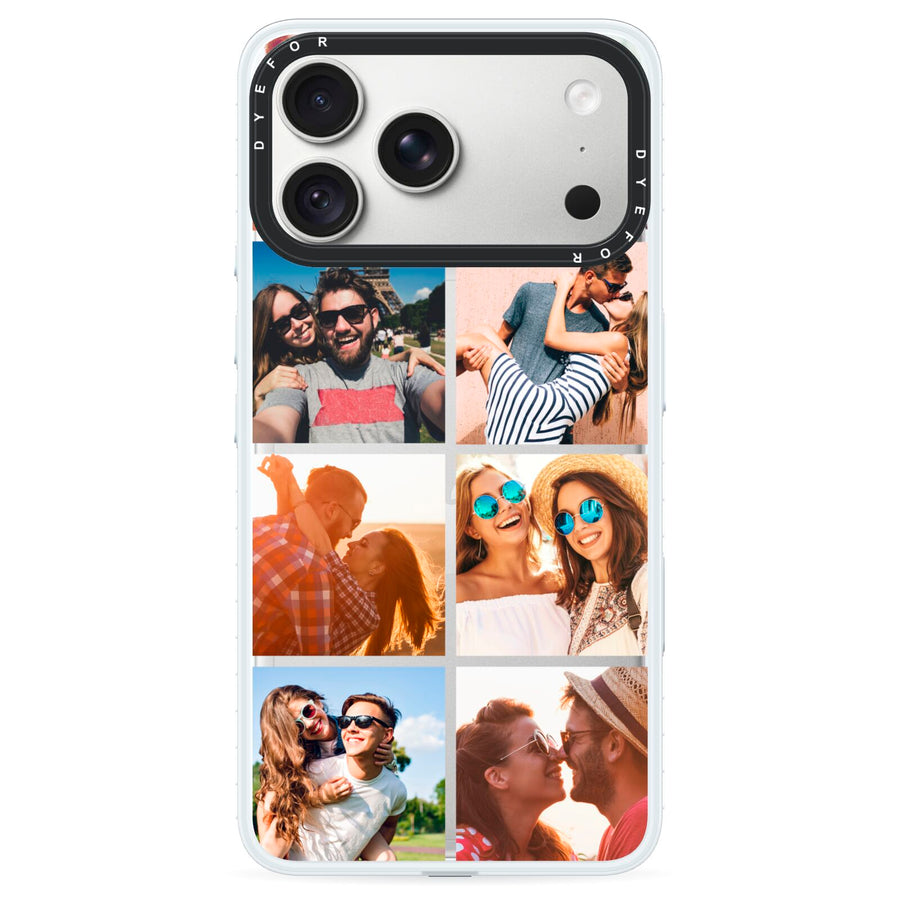 Photo Montage Upload iPhone 18 Pro Max Black Impact Pre order Case on Silver phone