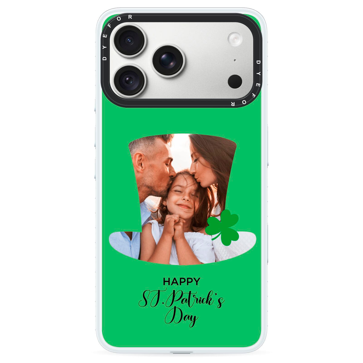 Photo Upload Leprechaun Hat iPhone 18 Pro Max Black Impact Pre order Case on Silver phone