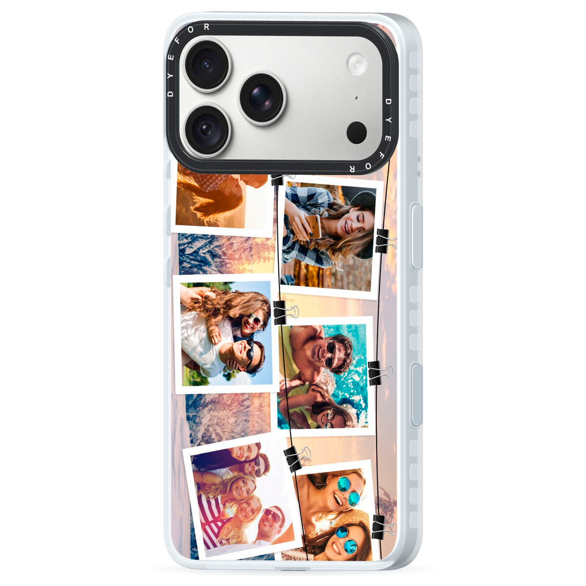 Photo Upload Montage iPhone 18 Pro Black Impact Pre order Case Side Angle on Silver phone