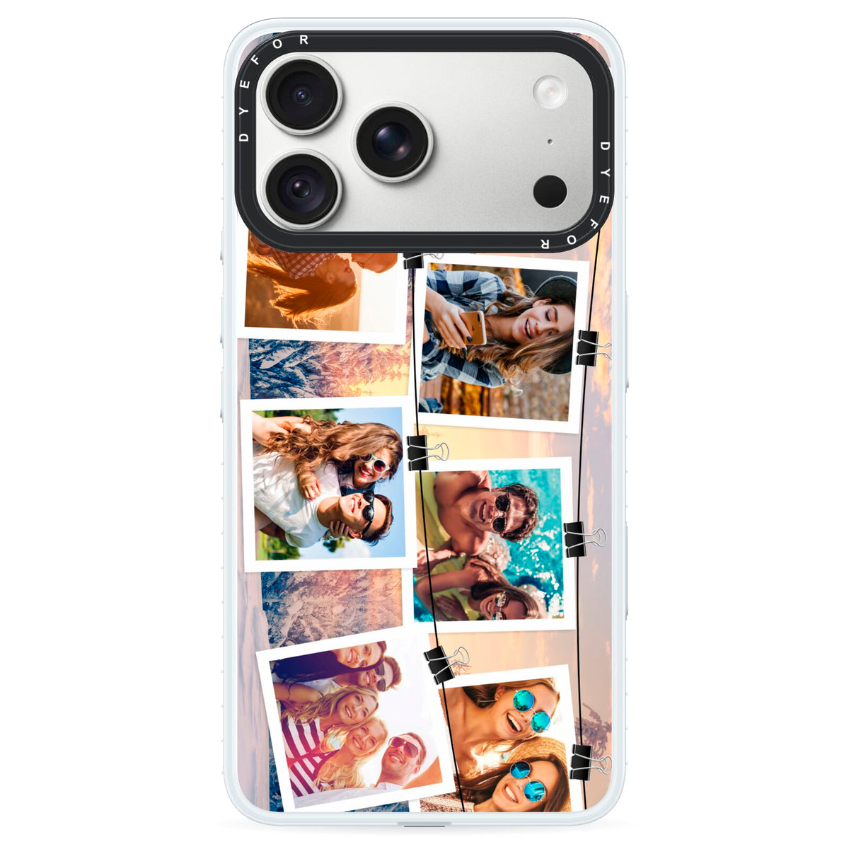 Photo Upload Montage iPhone 18 Pro Black Impact Pre order Case on Silver phone