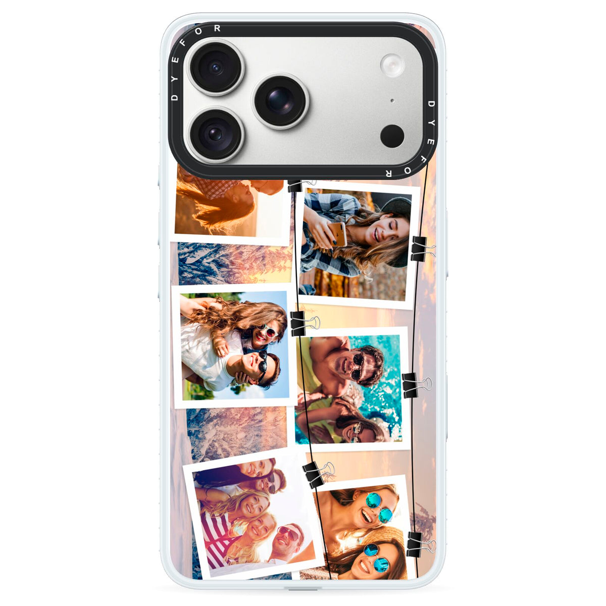 Photo Upload Montage iPhone 18 Pro Max Black Impact Pre order Case on Silver phone