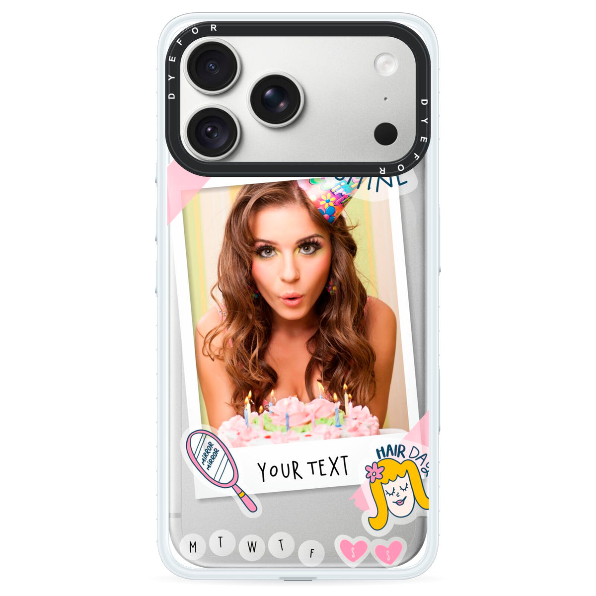 Photo Upload with Text iPhone 18 Pro Max Black Impact Pre order Case on Silver phone