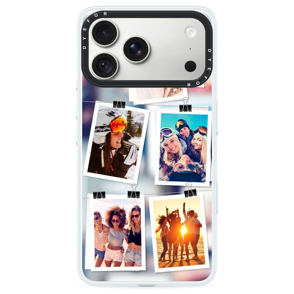 Photo Wall Montage Upload iPhone 18 Pro Black Impact Pre order Case on Silver phone