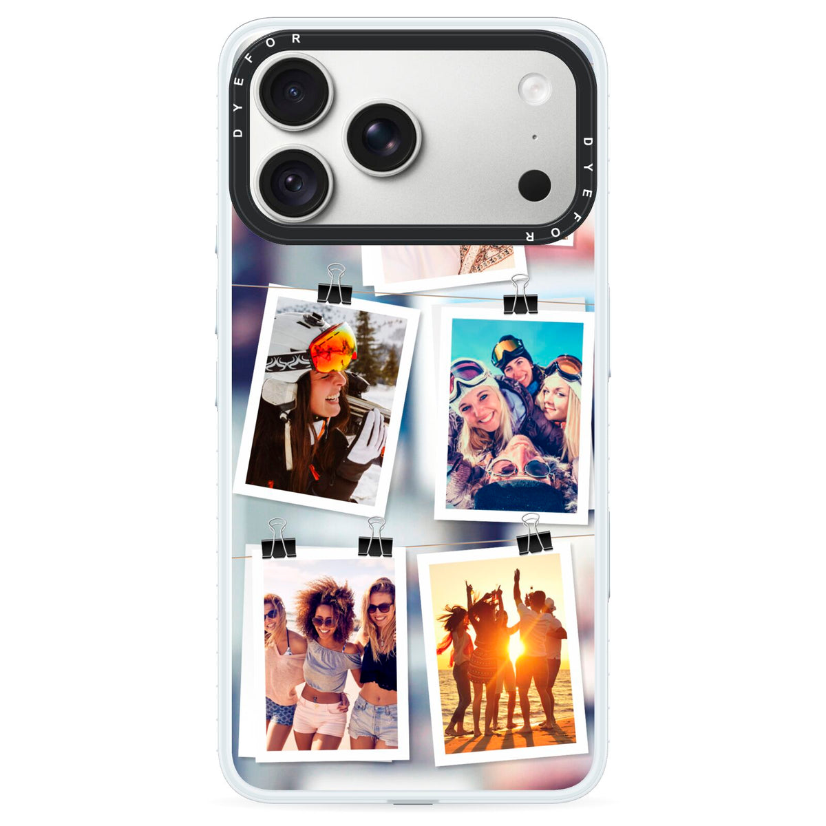 Photo Wall Montage Upload iPhone 18 Pro Max Black Impact Pre order Case on Silver phone
