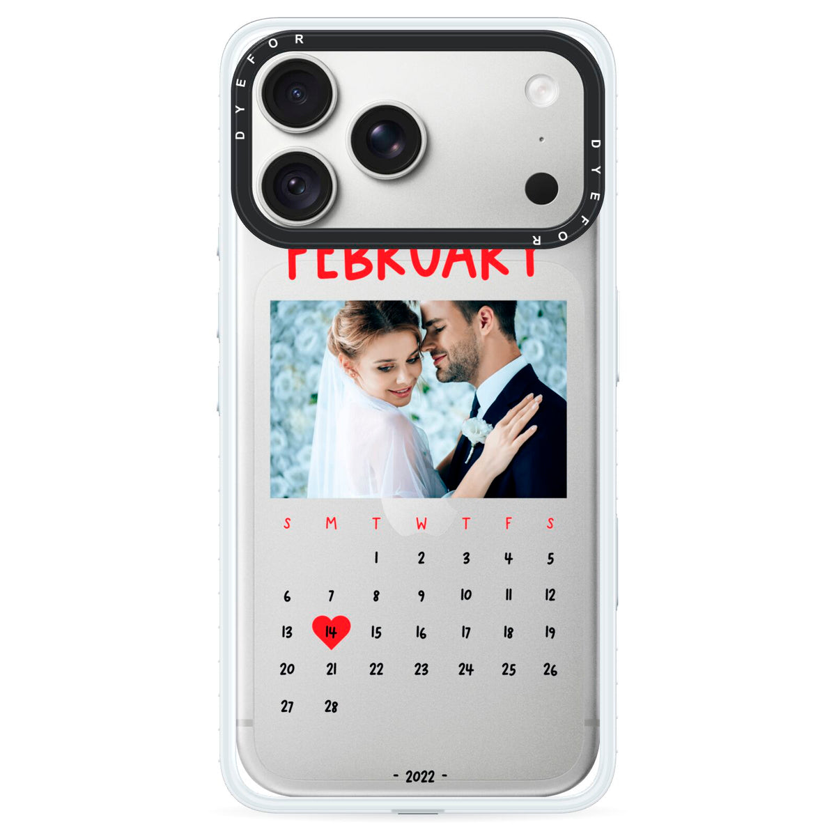 Photo Wedding Anniversary iPhone 18 Pro Black Impact Pre order Case on Silver phone