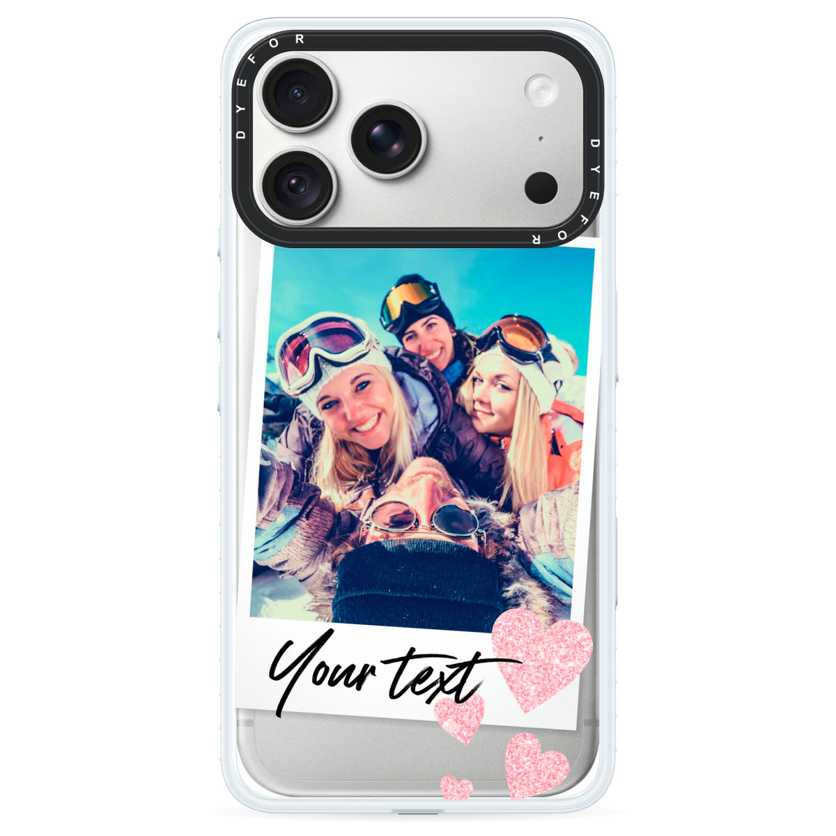 Photo with Text iPhone 18 Pro Max Black Impact Pre order Case on Silver phone