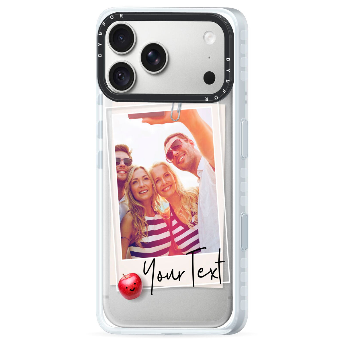 Photograph and Name iPhone 18 Pro Black Impact Pre order Case Side Angle on Silver phone
