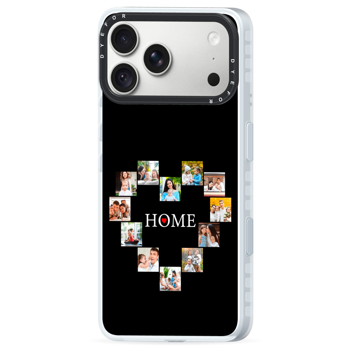Photos of Home Personalised iPhone 18 Pro Black Impact Pre order Case Side Angle on Silver phone