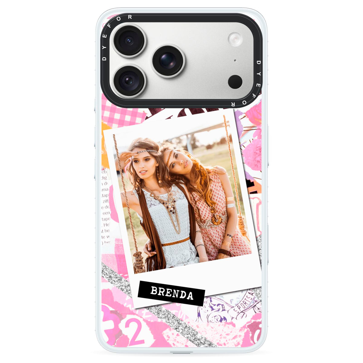 Picture Collage with Custom Photo iPhone 18 Pro Black Impact Pre order Case on Silver phone