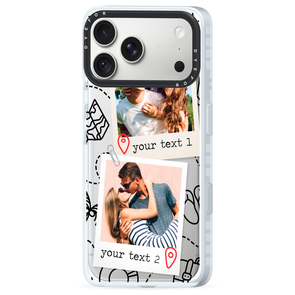 Pinboard Photo Montage Upload iPhone 18 Pro Max Black Impact Pre order Case Side Angle on Silver phone