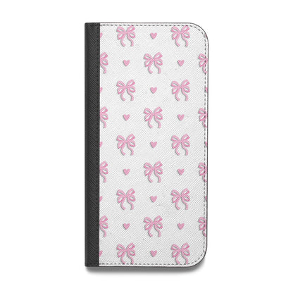 Pink Bow and Heart Vegan Leather Flip Samsung Case