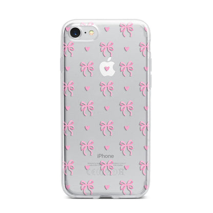 Pink Bow and Heart iPhone 7 Bumper Case on Silver iPhone