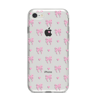 Pink Bow and Heart iPhone 8 Bumper Case on Silver iPhone
