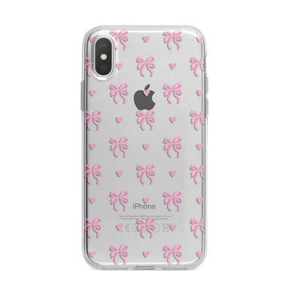 Pink Bow and Heart iPhone X Bumper Case on Silver iPhone Alternative Image 1