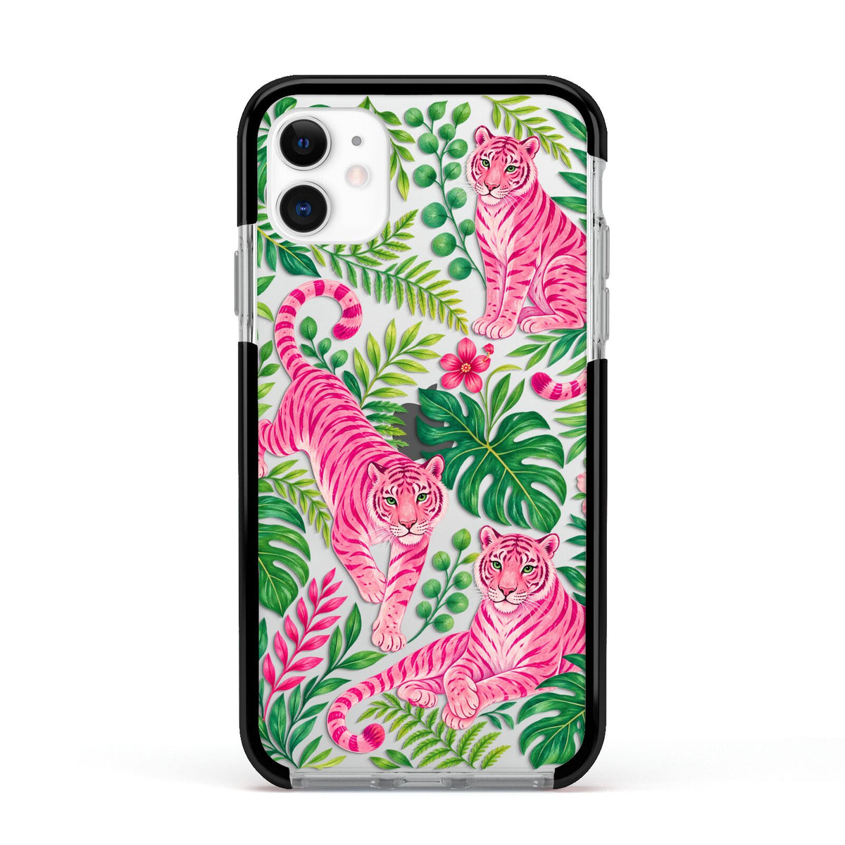 Pink Canopy Apple iPhone 11 in White with Black Impact Case