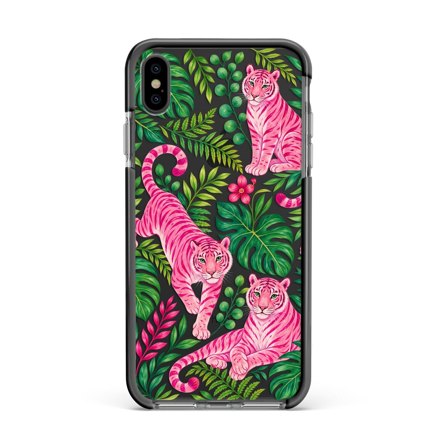 Pink Canopy Apple iPhone Xs Max Impact Case Black Edge on Black Phone