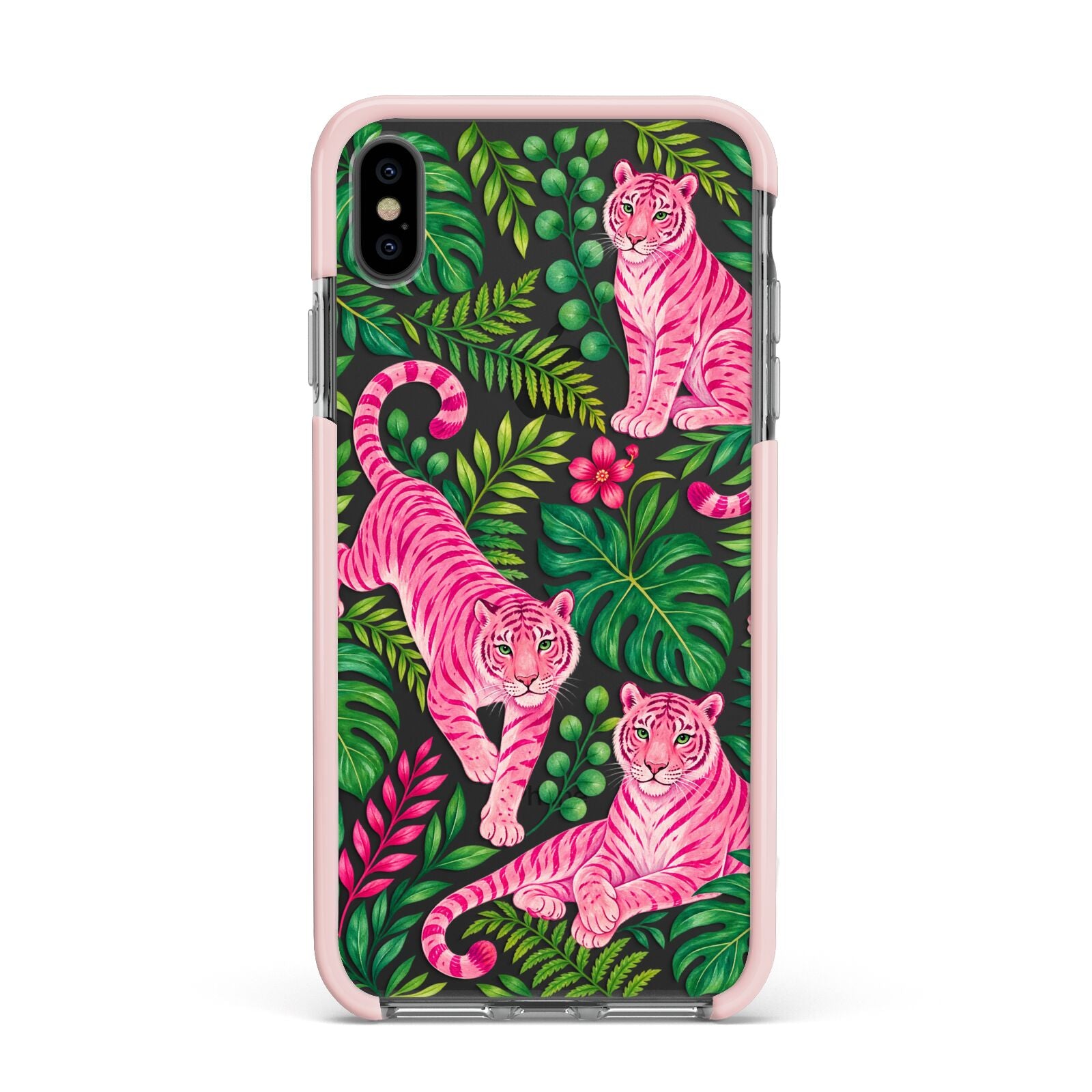 Pink Canopy Apple iPhone Xs Max Impact Case Pink Edge on Black Phone