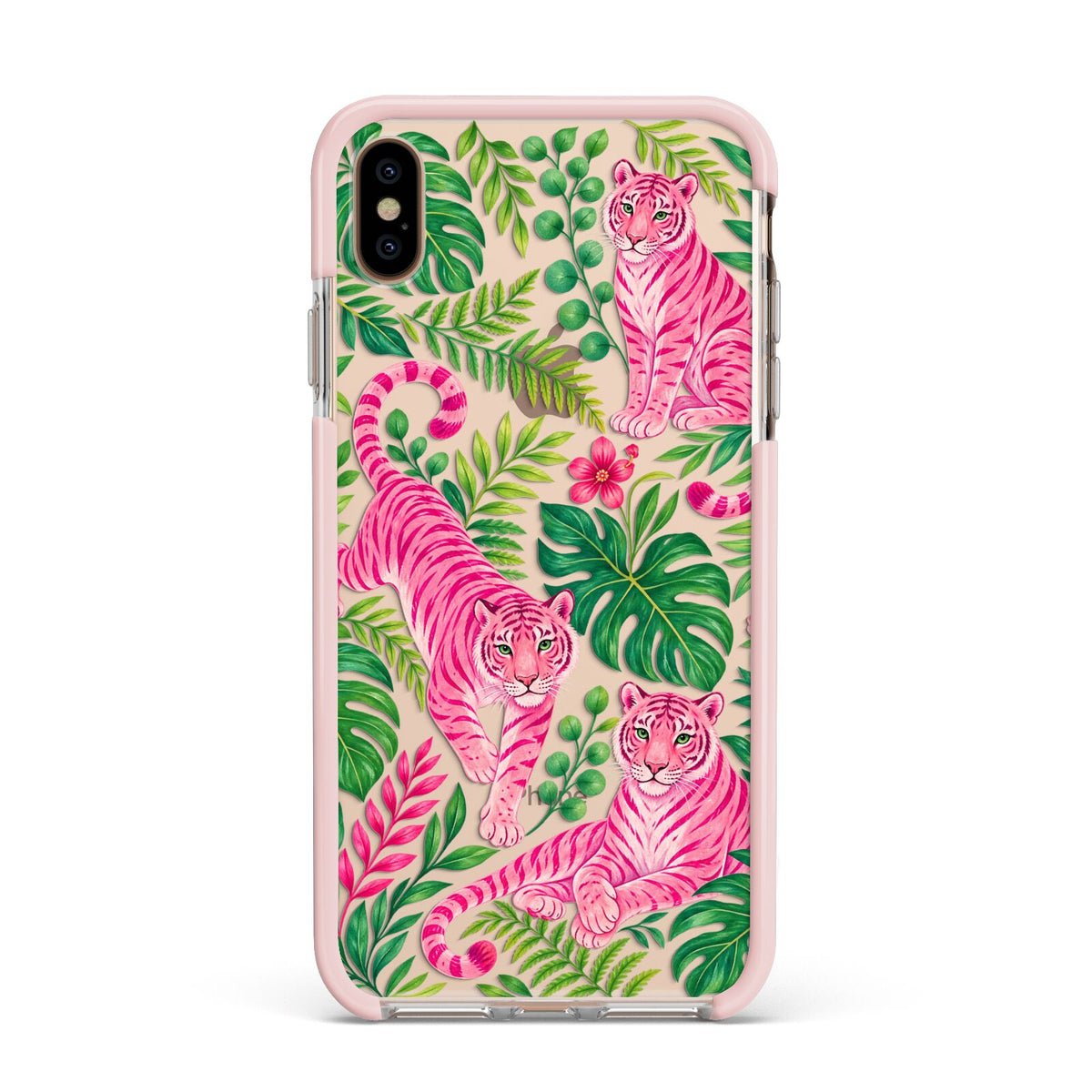 Pink Canopy Apple iPhone Xs Max Impact Case Pink Edge on Gold Phone