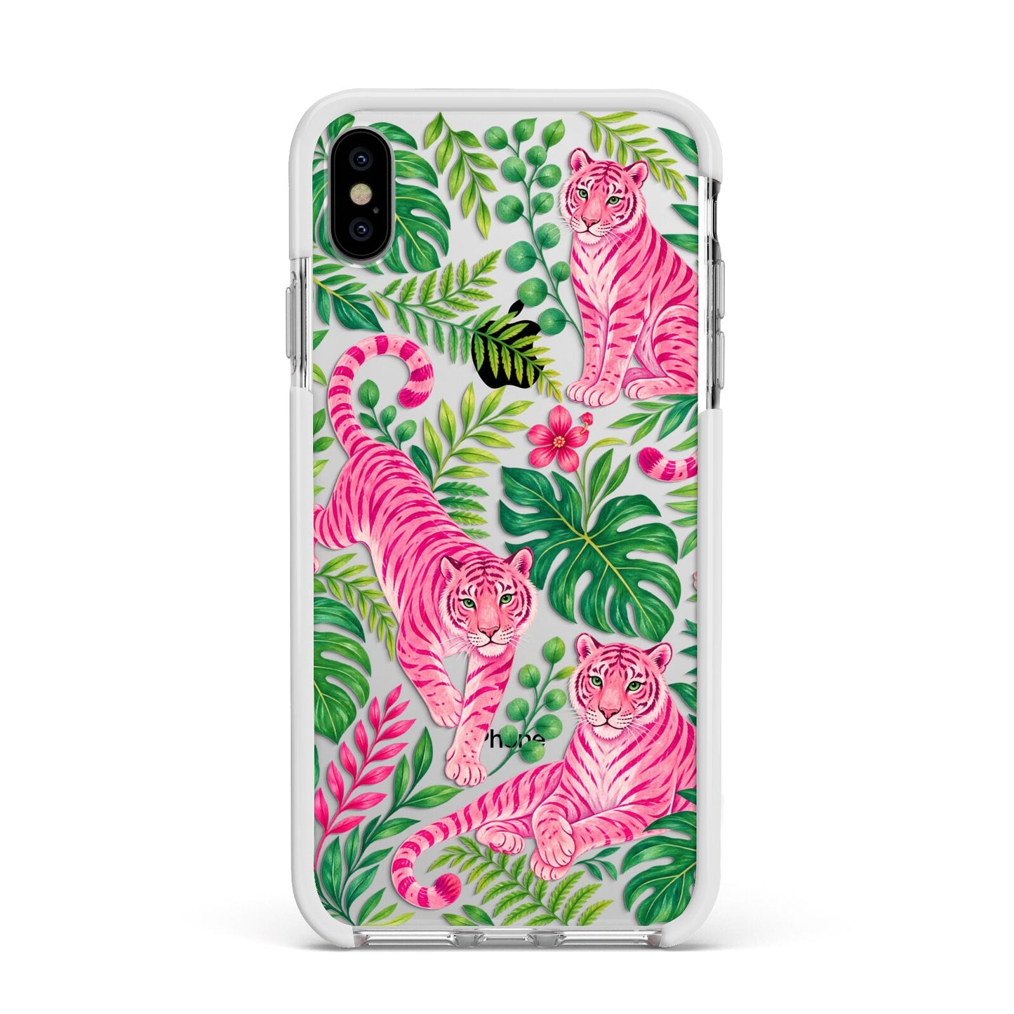 Pink Canopy Apple iPhone Xs Max Impact Case White Edge on Silver Phone