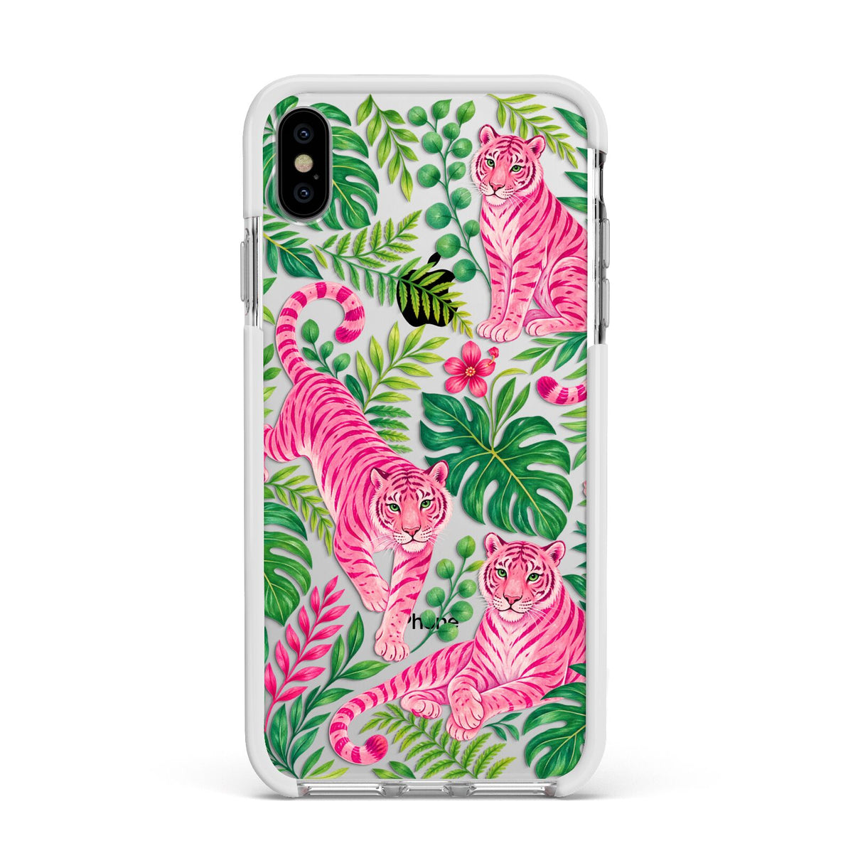 Pink Canopy Apple iPhone Xs Max Impact Case White Edge on Silver Phone