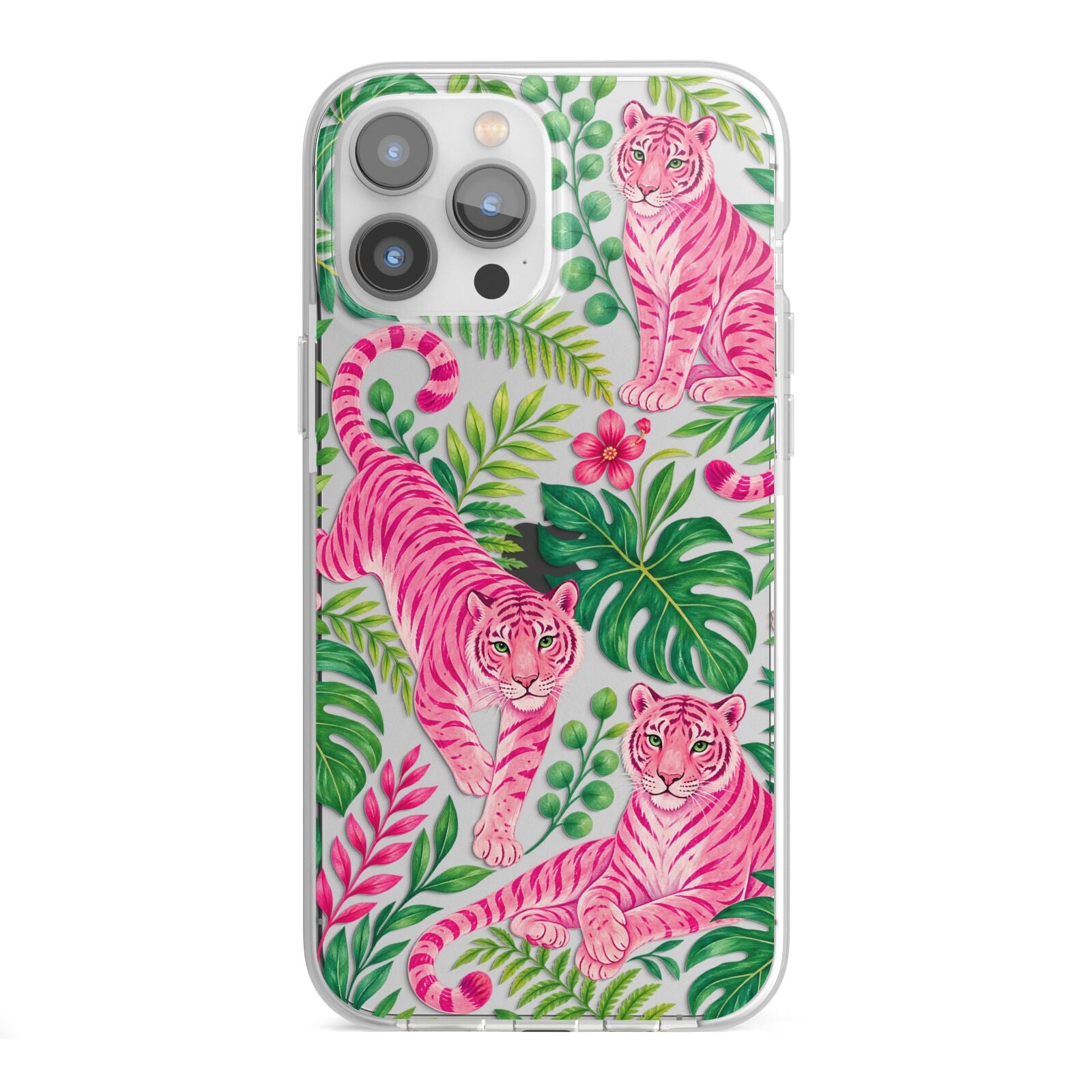 Pink Canopy iPhone 13 Pro Max TPU Impact Case with White Edges