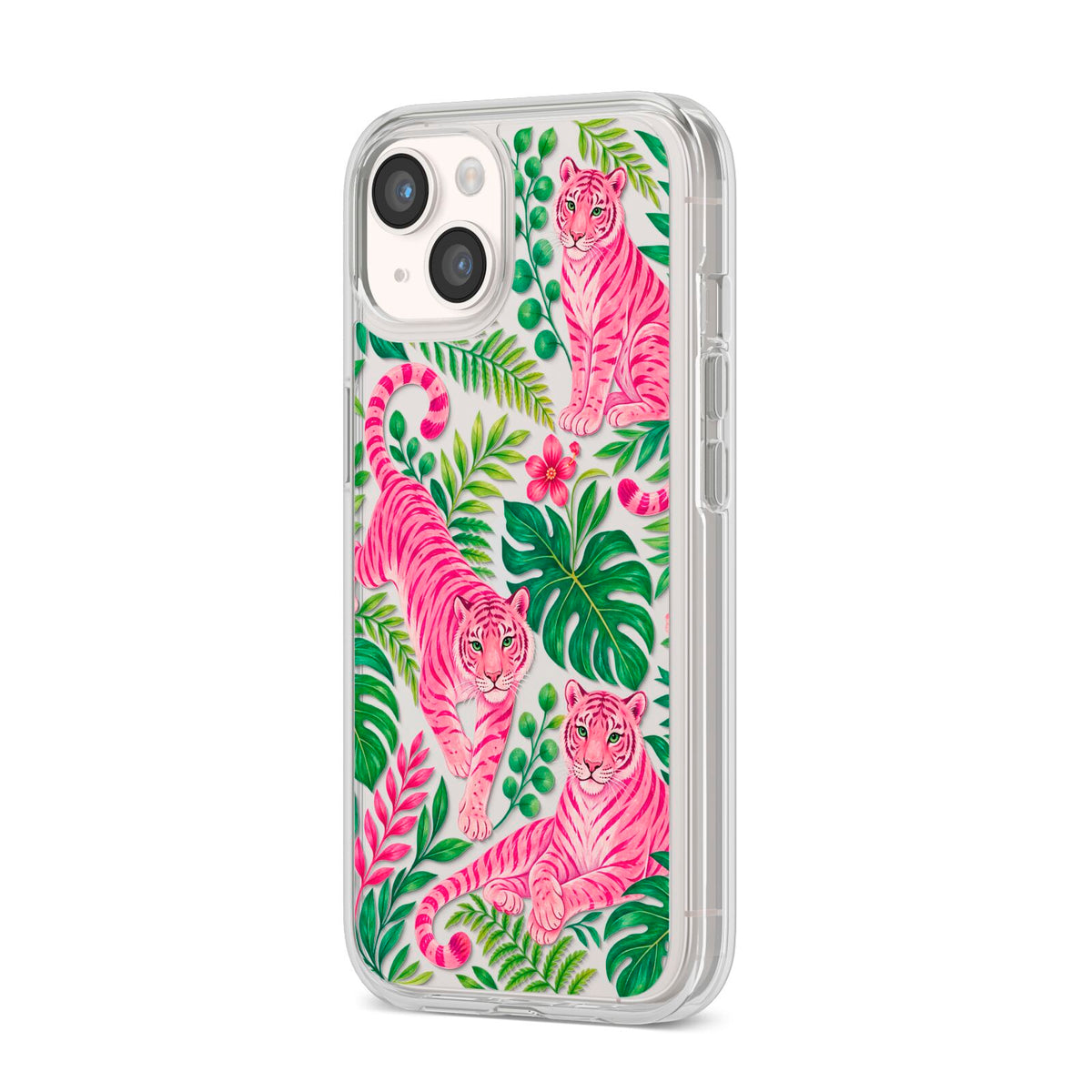 Pink Canopy iPhone 14 Clear Tough Case Starlight Angled Image