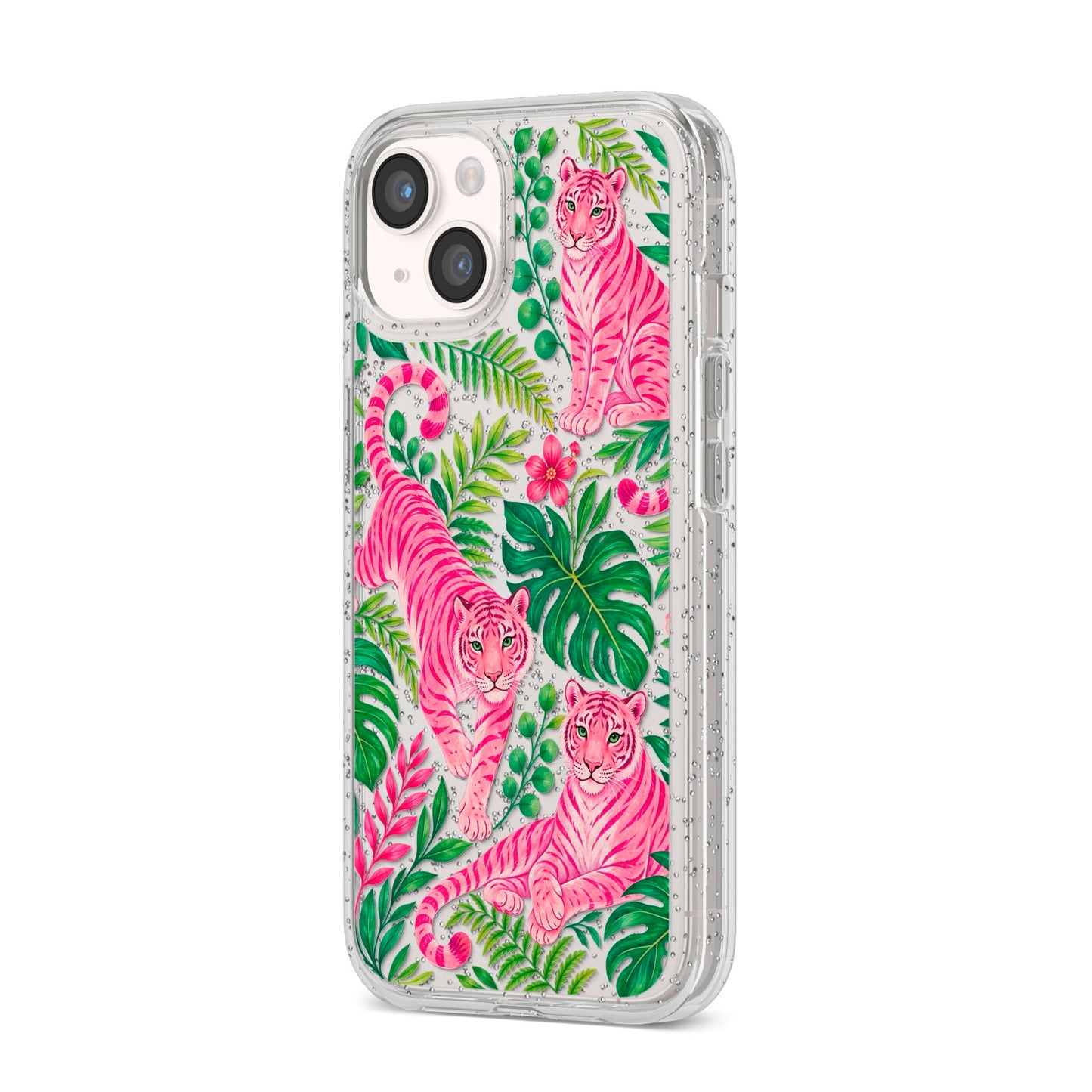 Pink Canopy iPhone 14 Glitter Tough Case Starlight Angled Image