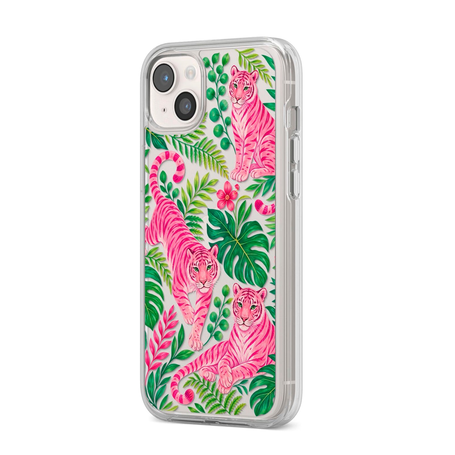 Pink Canopy iPhone 14 Plus Clear Tough Case Starlight Angled Image