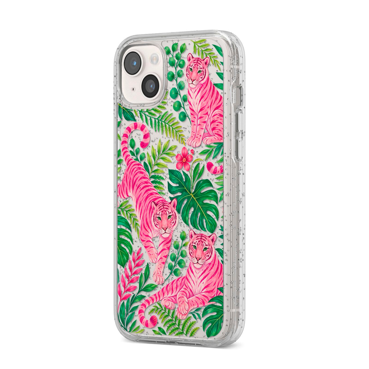 Pink Canopy iPhone 14 Plus Glitter Tough Case Starlight Angled Image