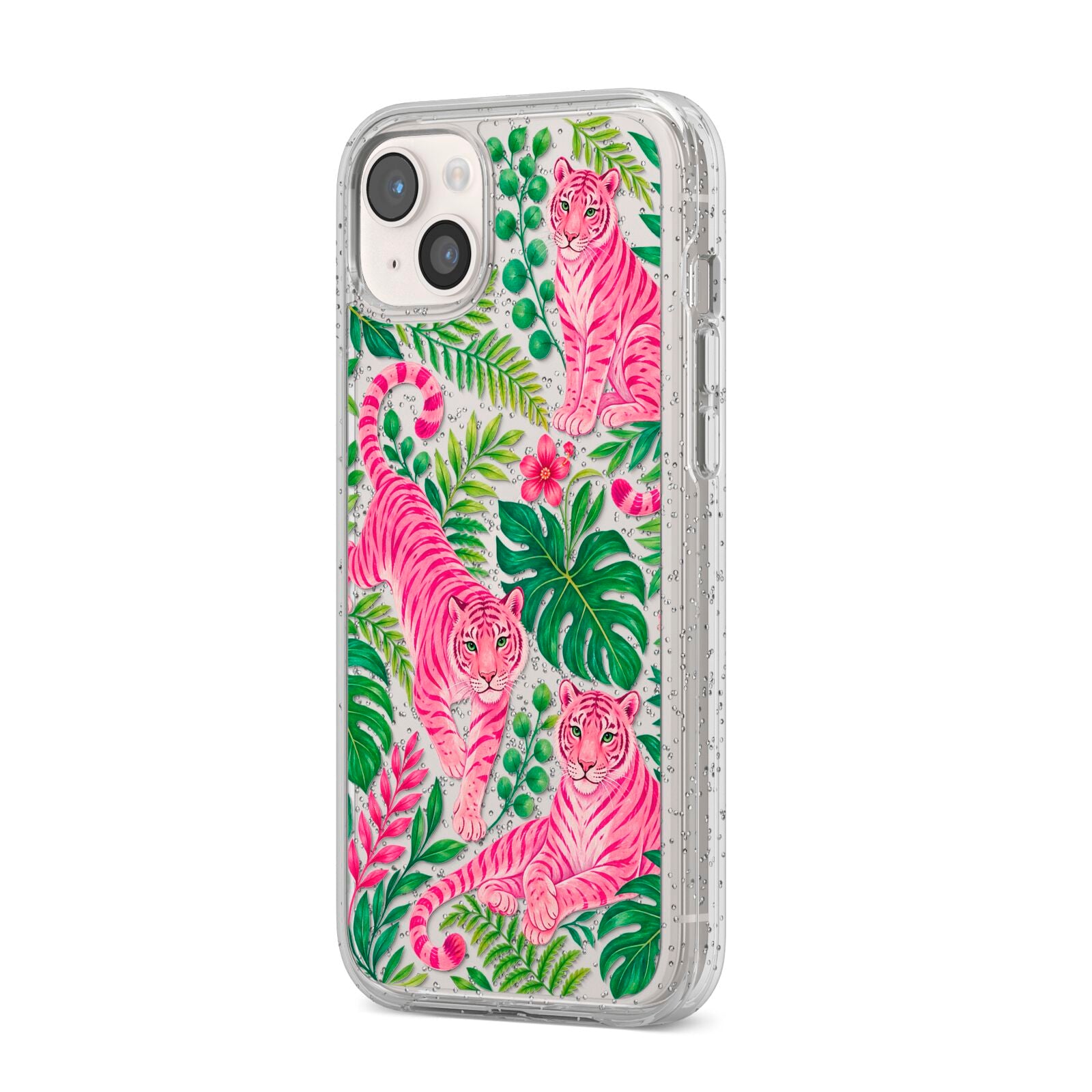 Pink Canopy iPhone 14 Plus Glitter Tough Case Starlight Angled Image