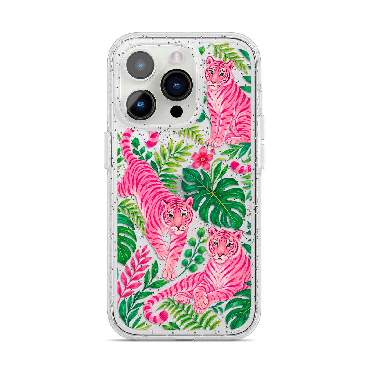 Pink Canopy iPhone 14 Pro Glitter Tough Case Silver
