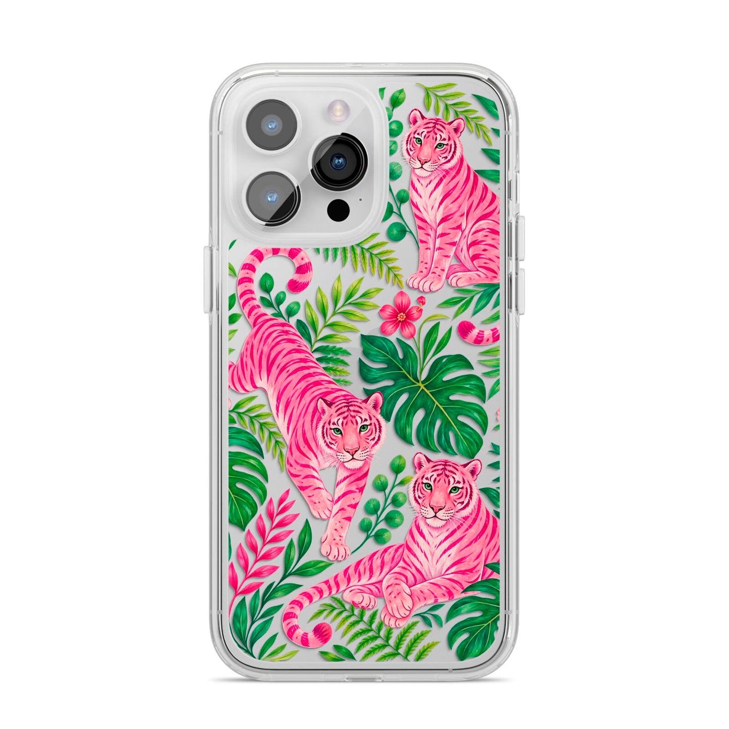 Pink Canopy iPhone 14 Pro Max Clear Tough Case Silver