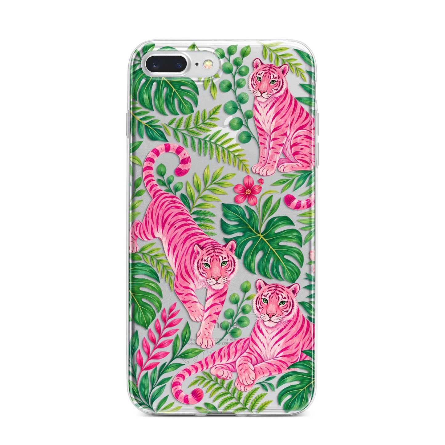 Pink Canopy iPhone 7 Plus Bumper Case on Silver iPhone