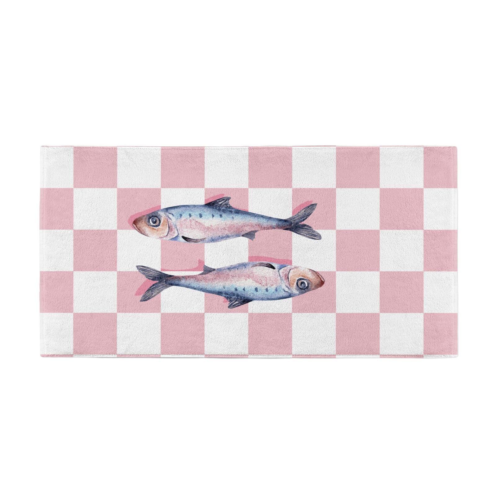 Pink Checkerboard Sardines Beach Towel Alternative Image