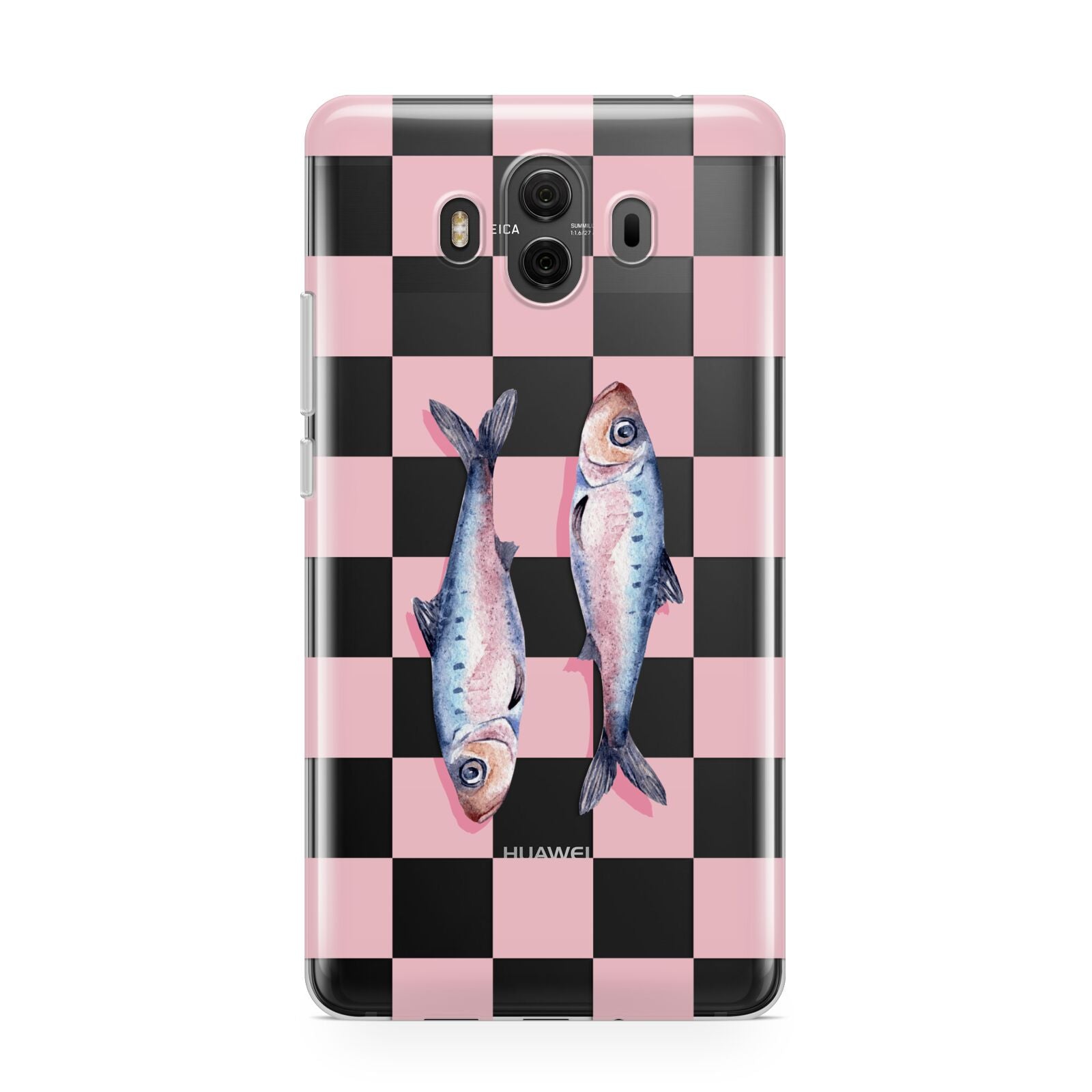 Pink Checkerboard Sardines Huawei Mate 10 Protective Phone Case