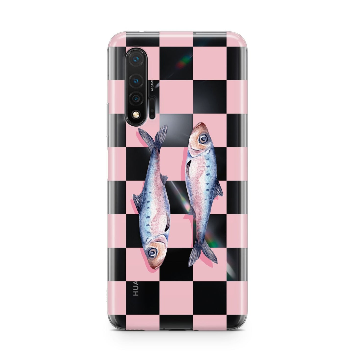 Pink Checkerboard Sardines Huawei Nova 6 Phone Case