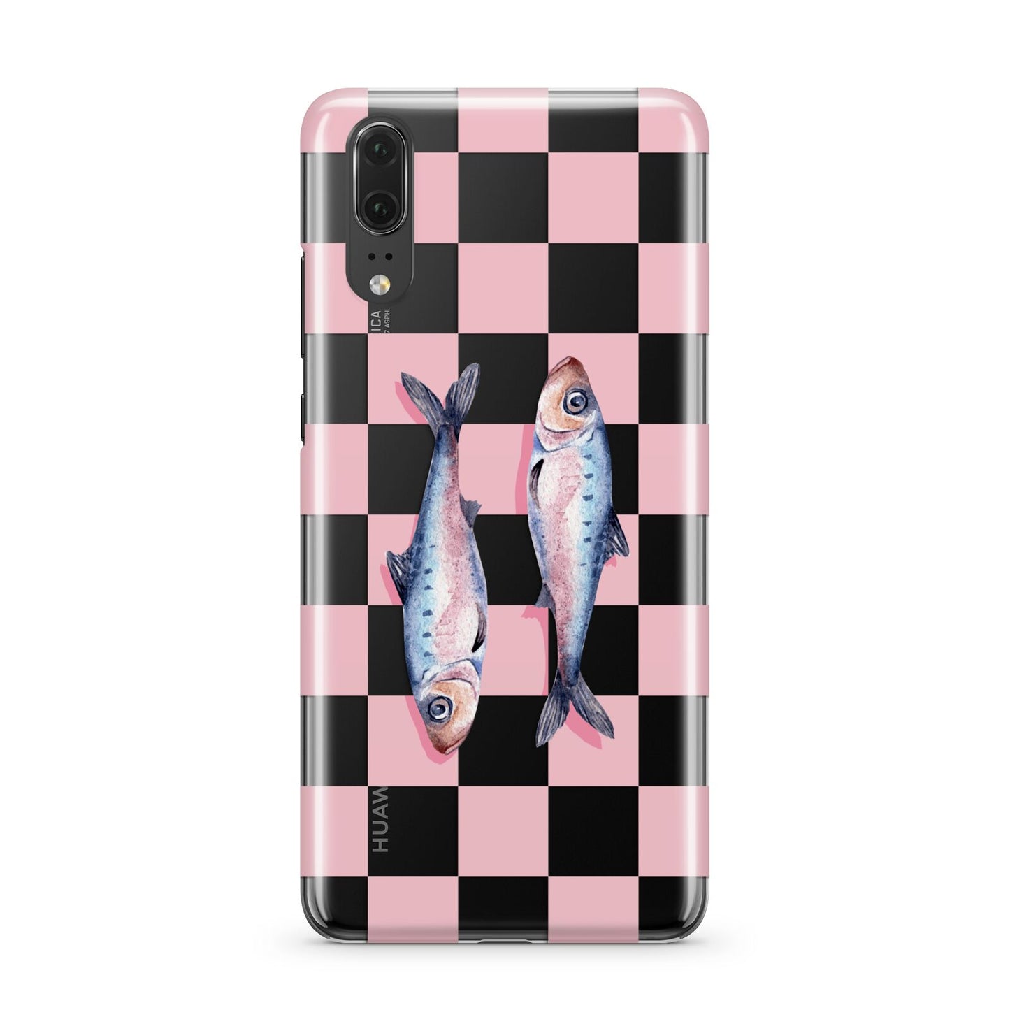 Pink Checkerboard Sardines Huawei P20 Phone Case
