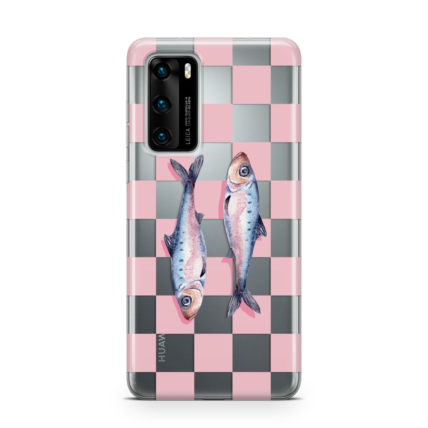 Pink Checkerboard Sardines Huawei P40 Phone Case