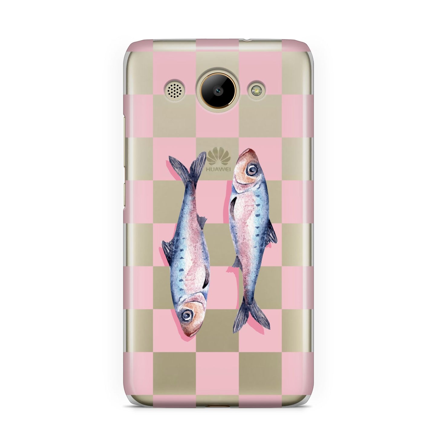 Pink Checkerboard Sardines Huawei Y3 2017