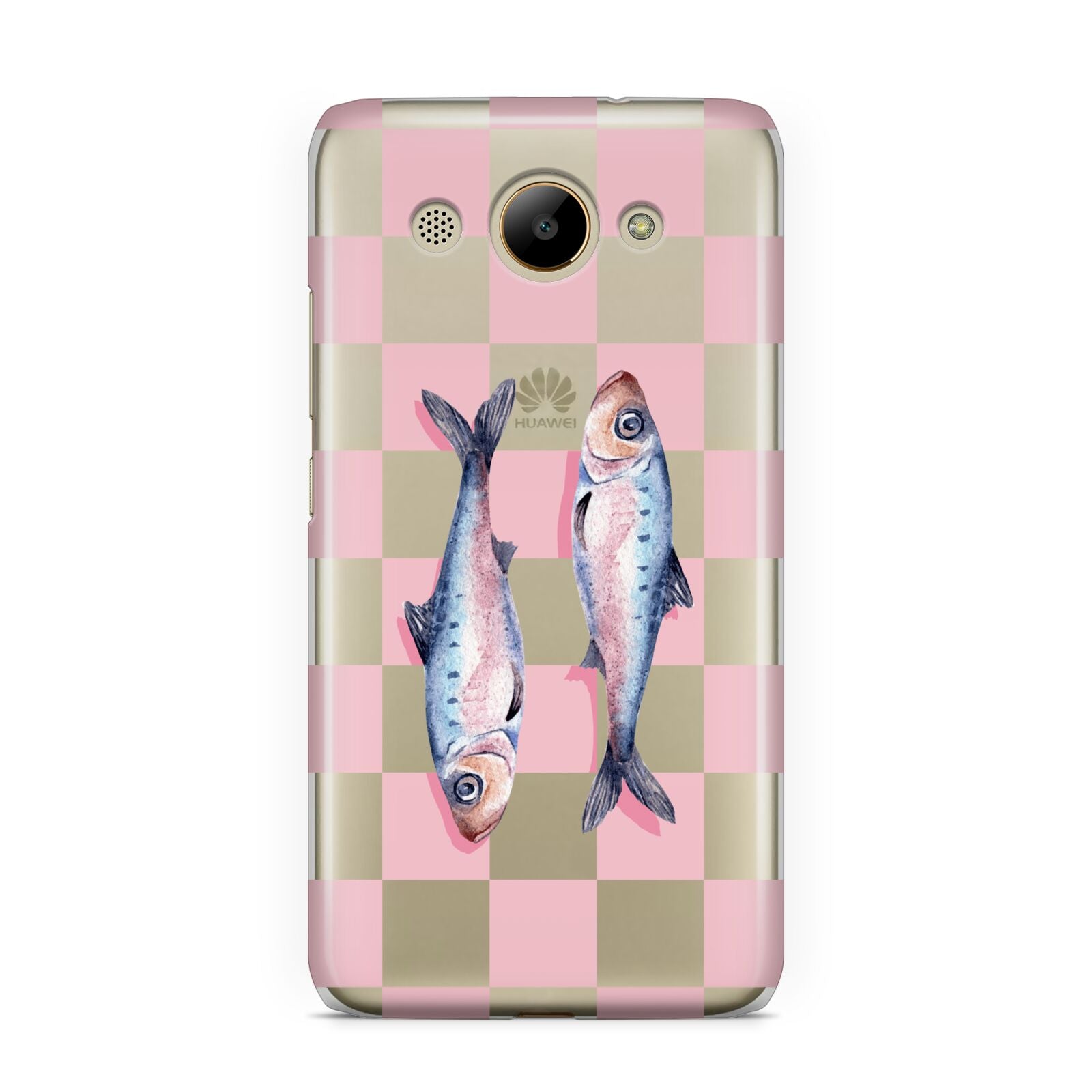 Pink Checkerboard Sardines Huawei Y3 2017