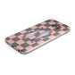 Pink Checkerboard Sardines Protective Samsung Galaxy Case Angled Image